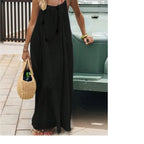Pleated Halter Maxi Dress Elegant Women Dress Long Halter Sleeveless Backless Pleated Loose Beach Party Summer