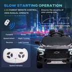 12V Kids Ride on Electric Car with Parent Remote Control Suspension LED Lights Music Player for Kids Black