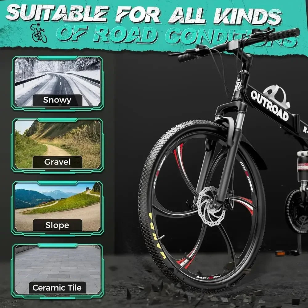 26 Full Suspension Mountain Bikes with Dual Disc Brakes, High Carbon Steel Frame, Suitable for Adults, Men, Women, and Teens - B