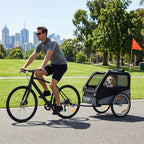 Foldable Dog Bike Trailer, Heavy Duty Steel Frame Pet Bike Carrier, 100 LBS Capacity Oxford Fabric Dog Carrier Bicycle Trailer with Mesh Window Reflectors for Medium Large Dogs & Cats, Black