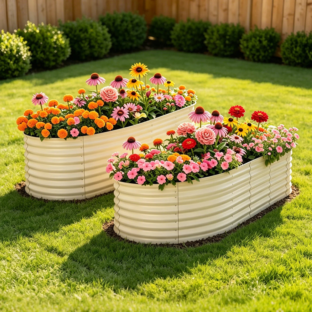 2 Pack 8x4x2FT Galvanized Raised Garden Beds, Rustproof Metal Planter Boxes Open Bottom For Vegetables Flowers Herbs Outdoor Garden