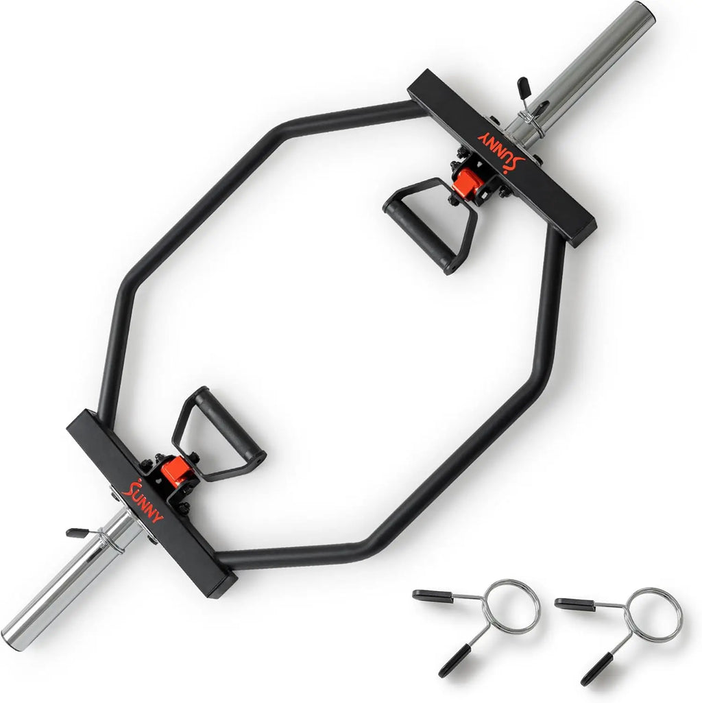 Strength Training in Gym - High - load Capacity 2 - Inch Steel Hex Barbell, Swivel Handles, Safety Clips, Knurled Handles