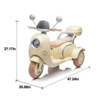 12V Two motors Kids Ride On Level Up Two-seater  Electric Motorcycle,Three-wheel Toy w/Music,Bluetooth,USB,Backseat flip adult seat,Portable Storage Hooks&Oversized  Trunk,LED Headlight  For Kids 3-6.
