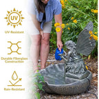 30-Inch Outdoor Waterfall Fountain with Submersible Pump for Patio, Lawn, or Yard