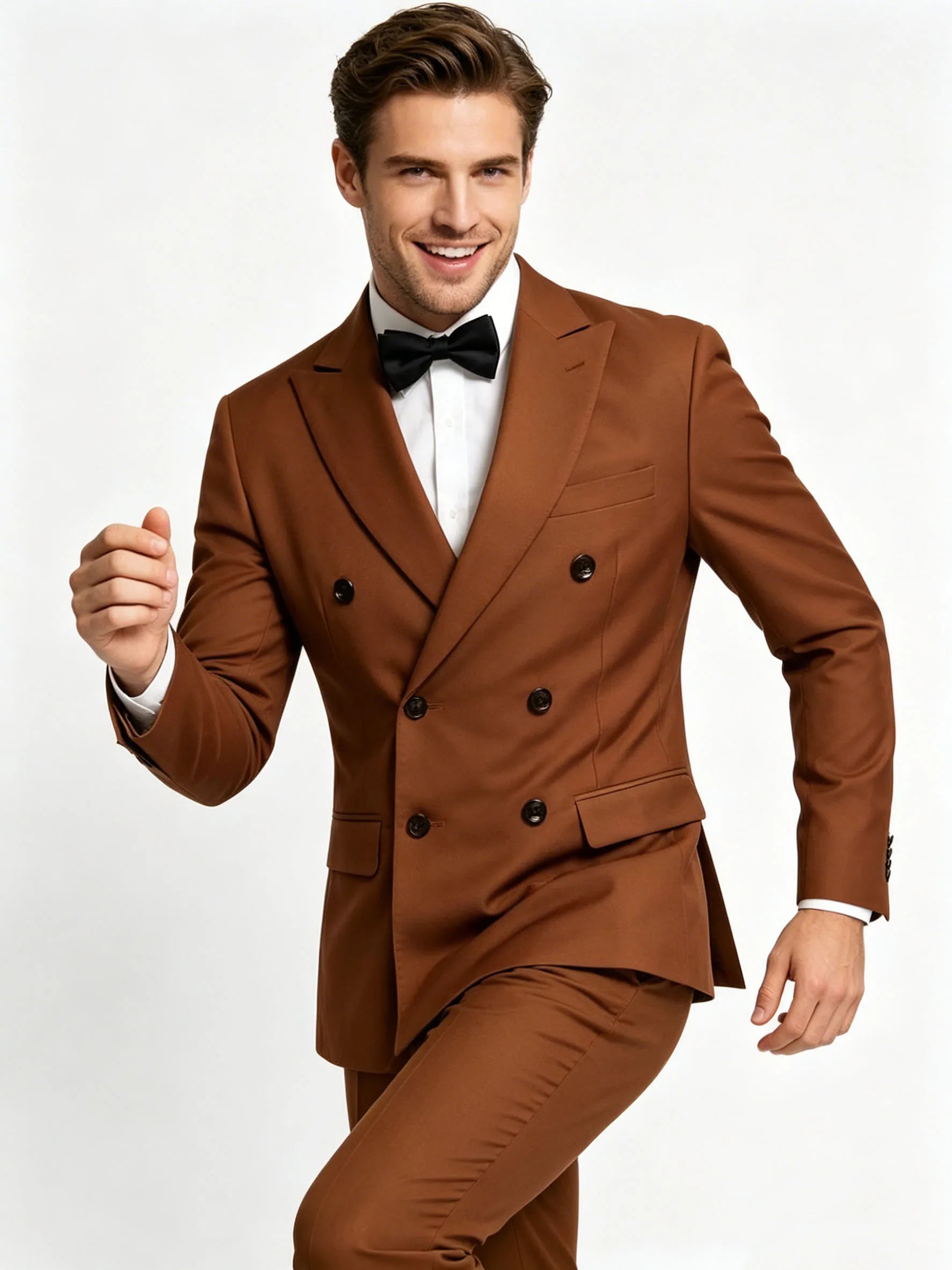 Suits for Men, 2 Piece Slim Fit Suit with Double Breasted Blazer and Tuxedo Pants