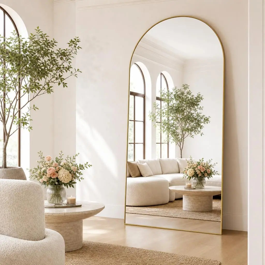 Arched Full Length Mirror 71"x26" - Floor Standing Body Mirror with Aluminum Frame,Leaning Hanging for Bedroom, Customized