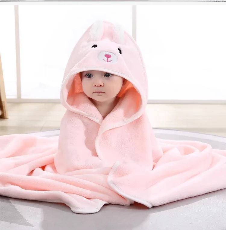 Toddler Bathrobe Infant Bath Towel Boy Girl Blankets Swaddle With Hood Cartoon Coral Fleece Towel Blanket Newborn Kids Bedding baby bath towel banheiras de bebê robôs bathrobes