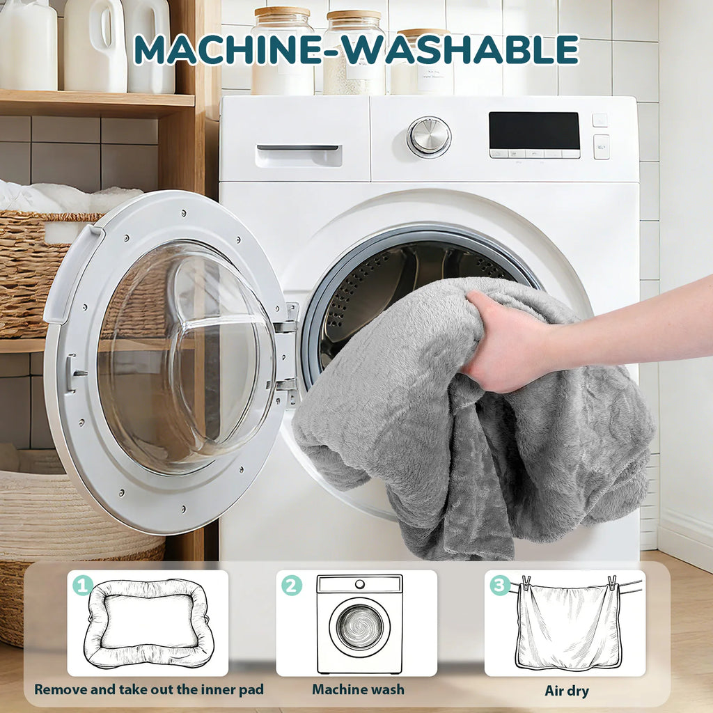 Portable Human Dog Bed Washable Large Size Non Slip Bottom Comfortable Plush Giant Size Dog Bed with Blanket and Pocket for Home