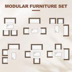 4 Piece Patio Furniture Set, Outdoor Rattan Bistro Set With Cushioned Sofa, 2 Chairs, Glass Table For Porch Backyard