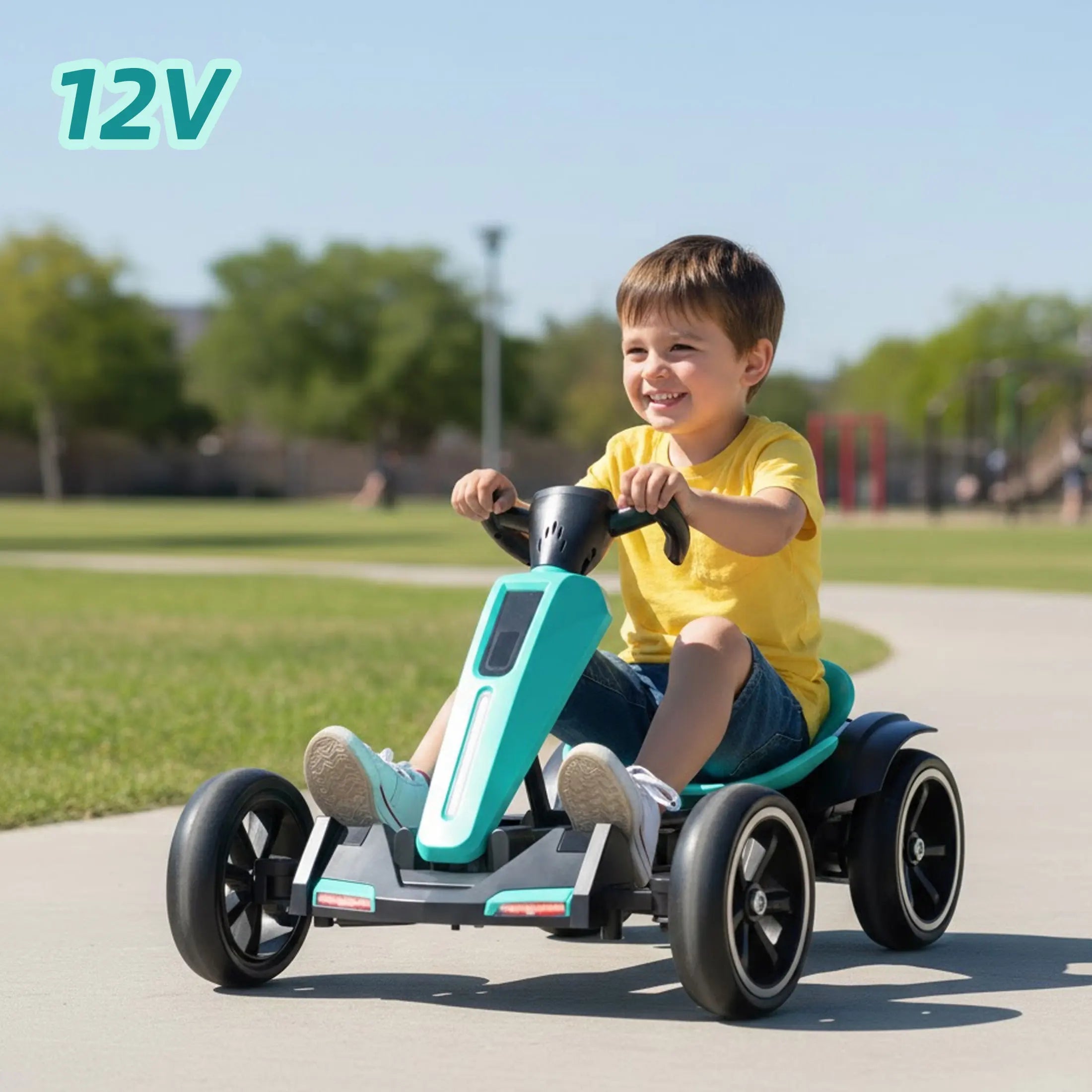 12V electric Kids Pedal Go Kart, Folder Go Kart, Outdoor Ride on Toy with Adjustable Seat, 4 Wheels for Boys and Girls