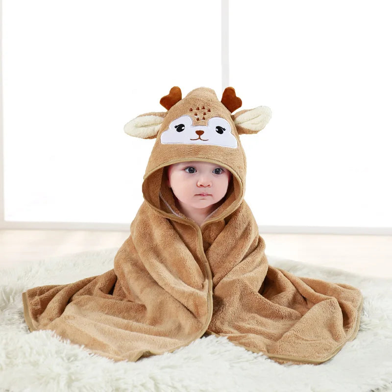 Toddler Bathrobe Infant Bath Towel Boy Girl Blankets Swaddle With Hood Cartoon Coral Fleece Towel Blanket Newborn Kids Bedding baby bath towel banheiras de bebê robôs bathrobes