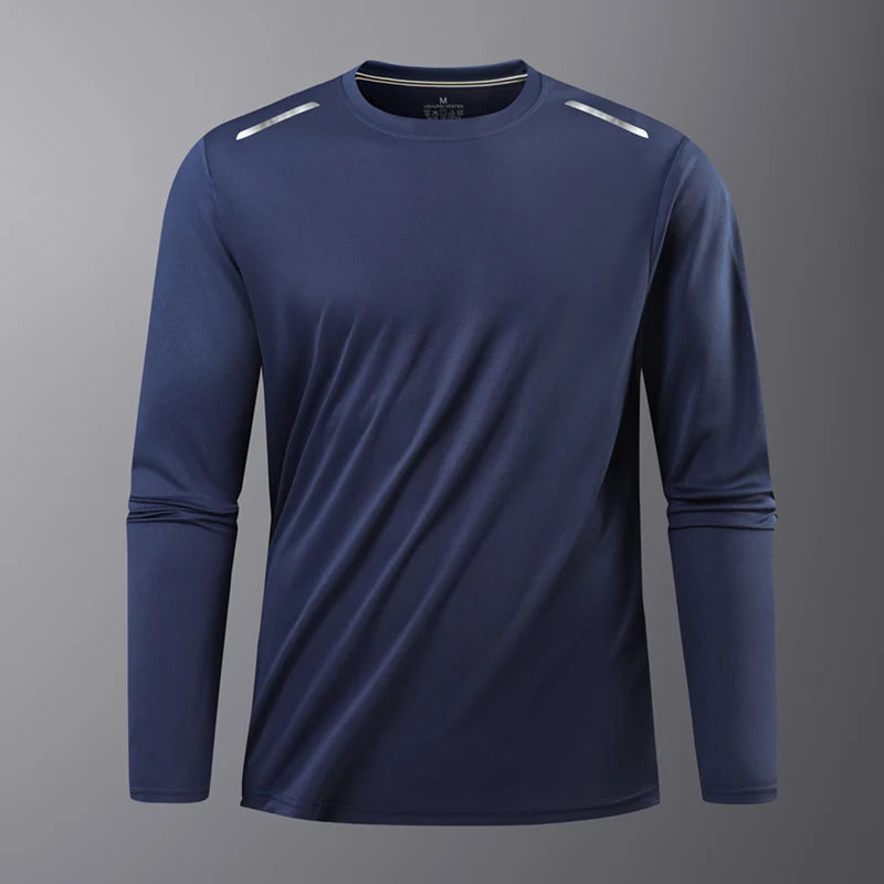 Reflective Sport Gym T Shirt Men Quick Dry Running Bodybuilding Shirts Men Long Sleeve Fitness Pullover Top Spring Autumn