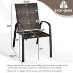 6 Pack Stackable Dining Chairs Outdoor PE Wicker Patio Arm Chairs with Rustproof Steel Frame, Bistro Deck Chairs, Customized