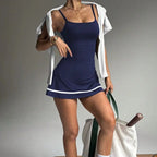 Tennis Dress Vintage Preppy Sleeveless Pleated Sundress with Pocket, Sophisticated Country Club Attire for Summer Sports & Vacation