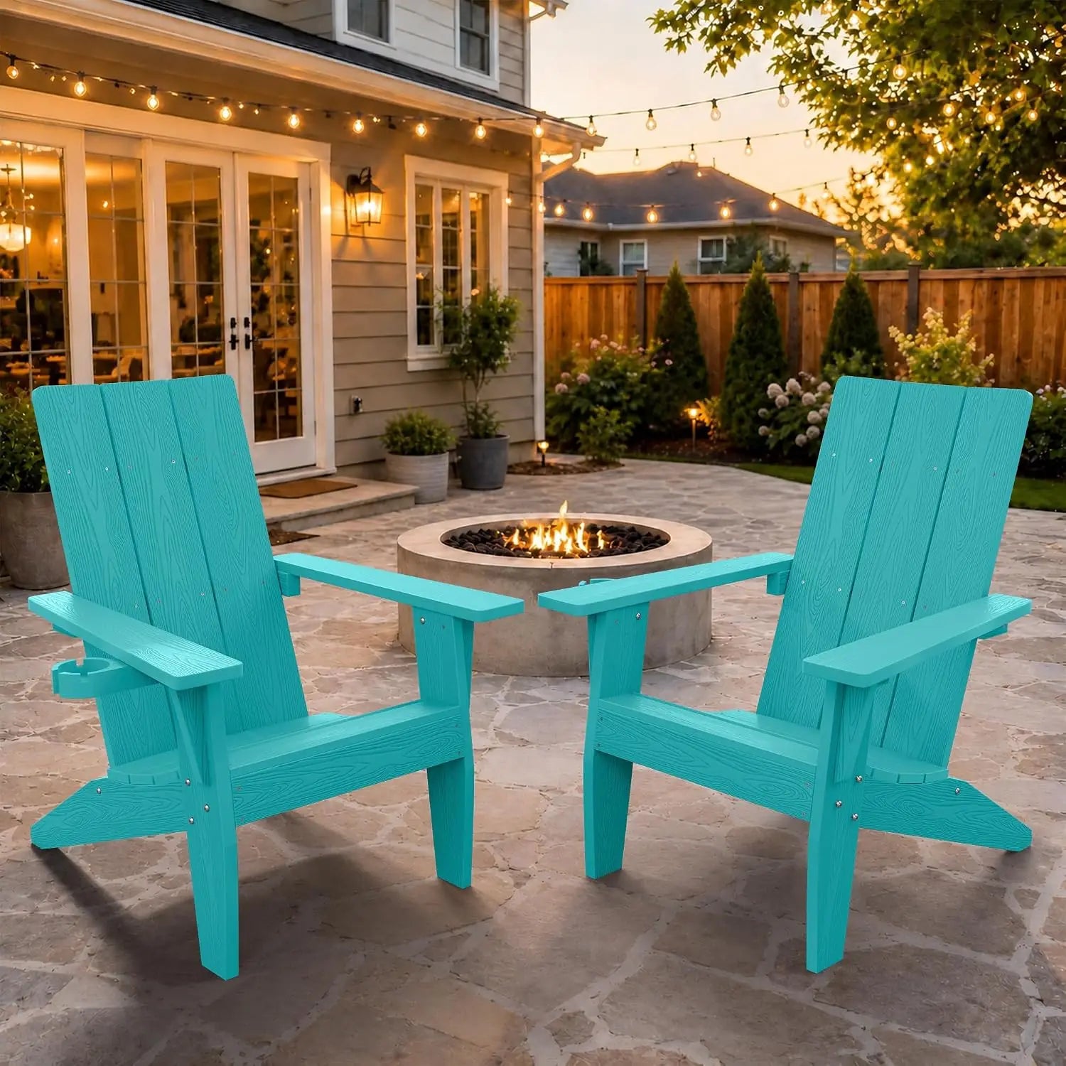 Adirondack Chairs Set of 2 Outdoor: 450lb Capacity&33in Tall Backrest Oversized Modern Adirondack Chairs -, Customized