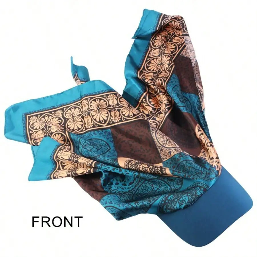 Women Fashion Printed Satin Headscarf Baseball Cap with Brim, Soft Breathable Summer Outdoor Sun Protection Hat Ladies Windproof Head Wrap Sun Hat