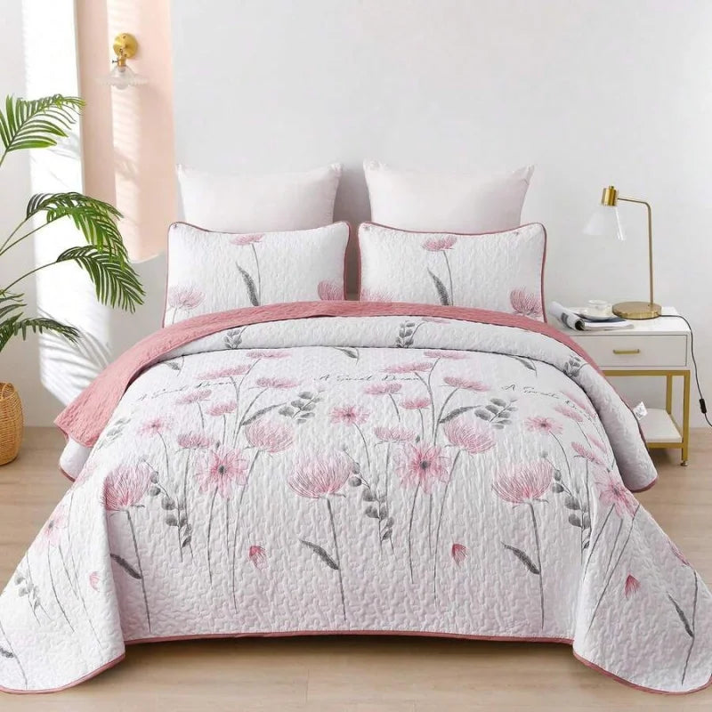 3 Pieces  Yellow Flower Quilt Set Twin Full Queen King Size, Paisley Patchwork Plaid Bedspread Bedding Sets  Coverlet Set.