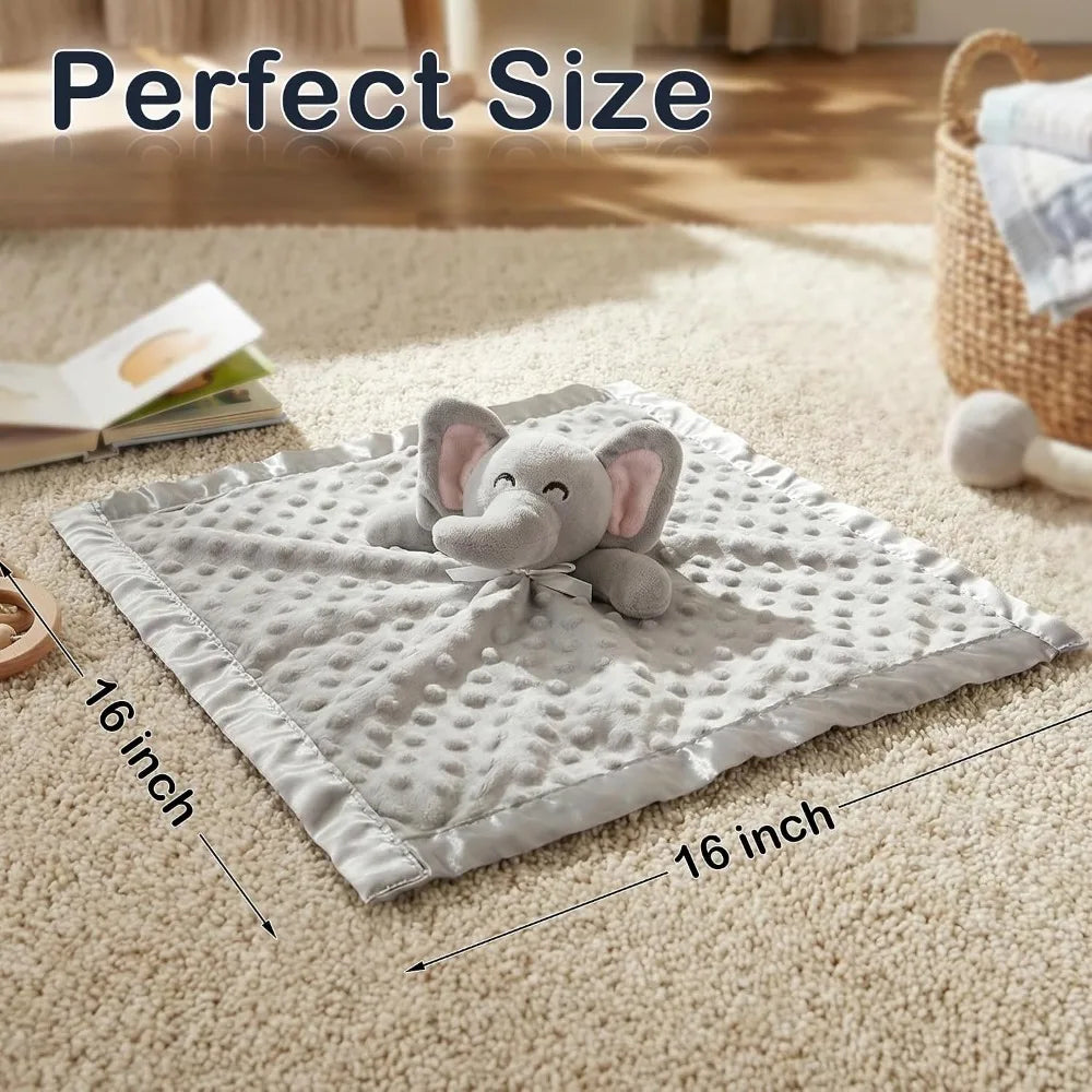 Elephant Security Blanket, Soft Lovey Unisex Lovie Baby Gifts for Boys and Girls Snuggle Toy Stuffed Animal Newborn Essentials and Items Grey 16 Inch