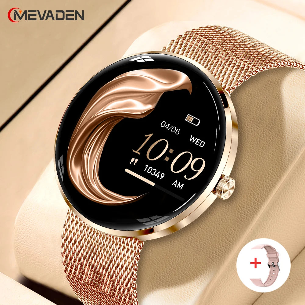 MEVADEN 8.5mm Utra-thin Stainless Steel Smartwatch 1.43 inch AMOLED Screen Women Bluetooth Call Health Monitor Sport Smart Watch