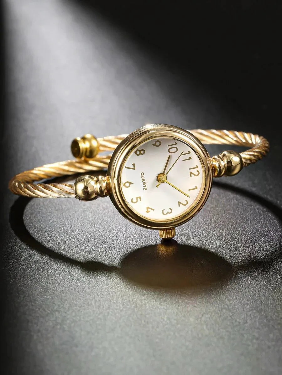 1pc Vintage Retro Roman Numeral Women Quartz Wrist Watch