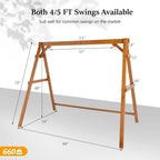 5-Person Outdoor Porch Swing with Cushions, Heavy Duty 880lbs, Ideal for Yard, Garden, Pool, Deck, Brown