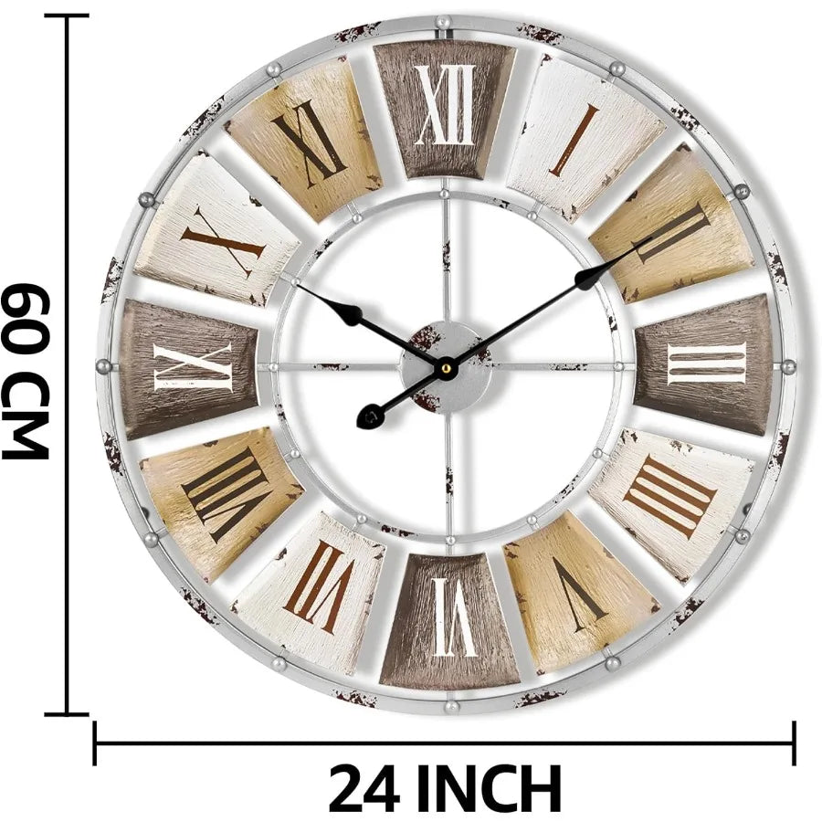 Decorative Large Metal Wall Clock for Living Room - Modern Farmhouse Wall Décor
