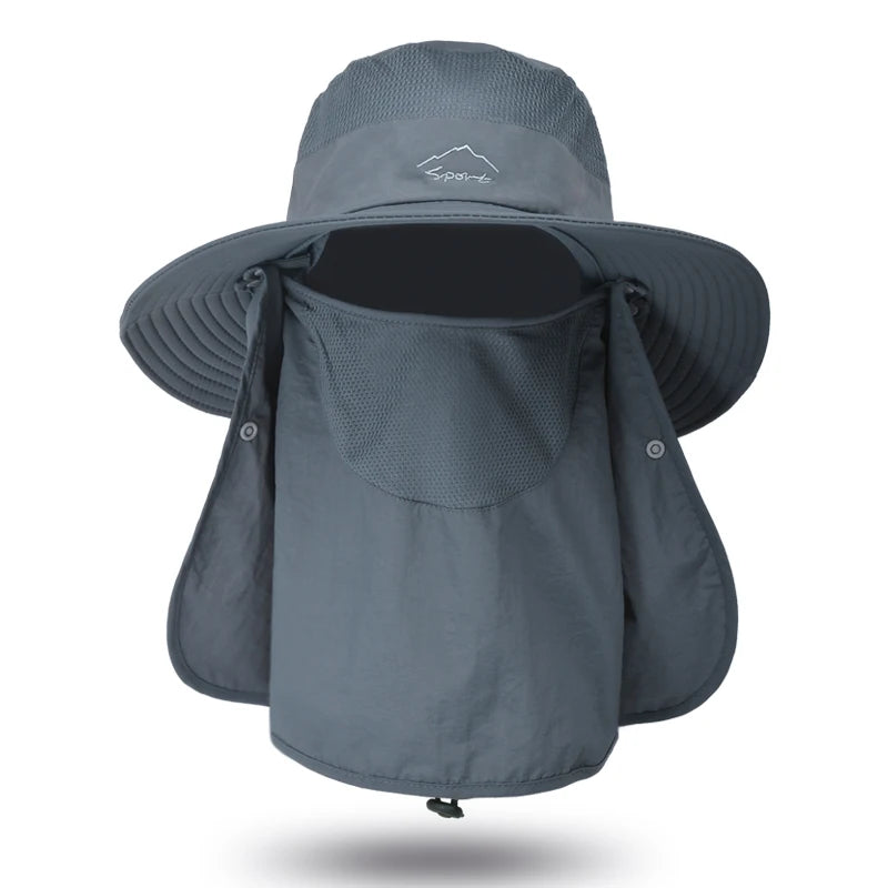Fisherman's hat, male sun hat, summer outdoor quick drying sun hat, fishing breathable sun hat, female face mask hat