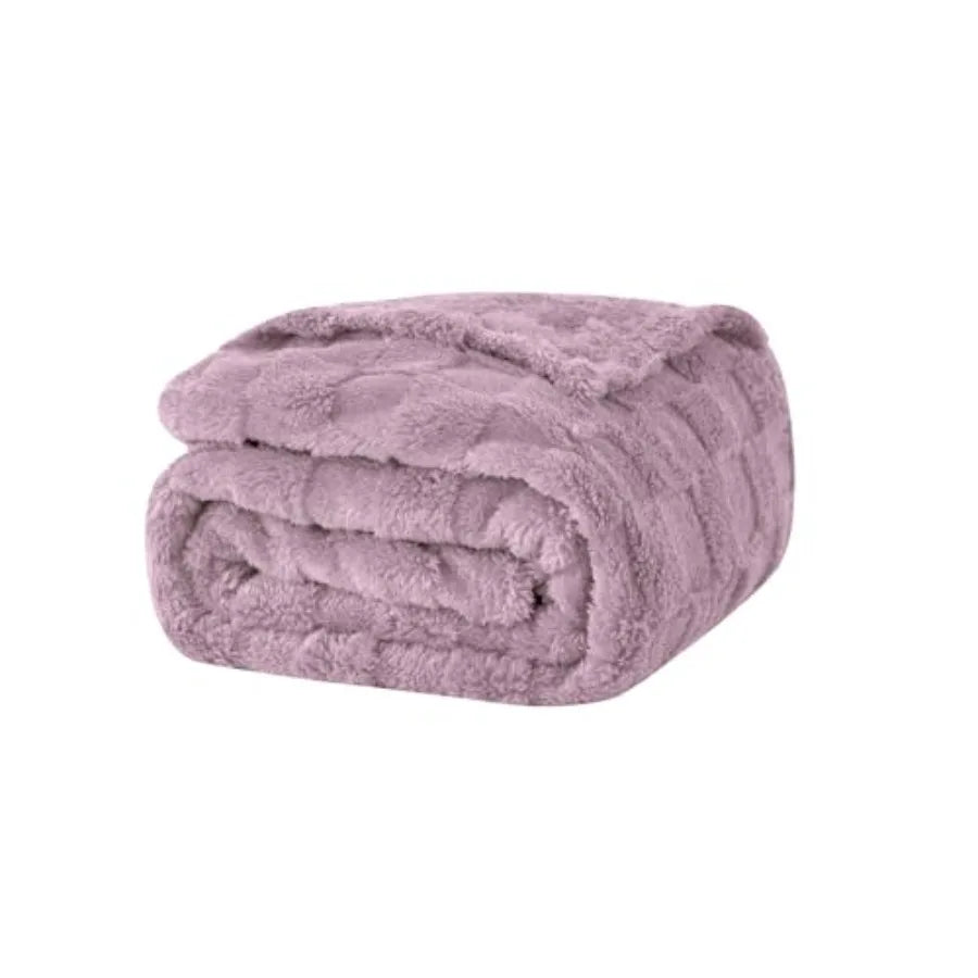 Fleece Throw Blanket 50"×60" for Couch Sofa Bed, Super Soft Cozy Plush Microfiber Flannel Blanket with 3D Checke Design Lightwe