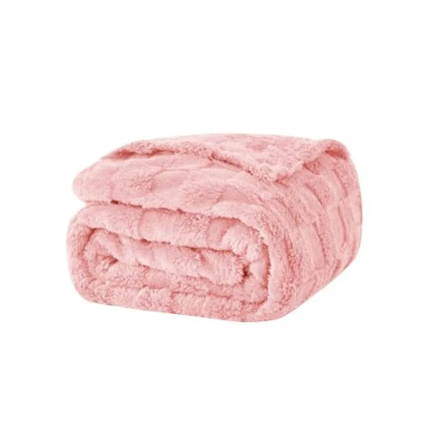 Fleece Throw Blanket 50"×60" for Couch Sofa Bed, Super Soft Cozy Plush Microfiber Flannel Blanket with 3D Checke Design Lightwe