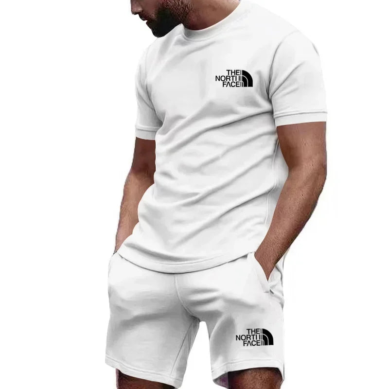 Hot Selling Men's Athletic Outfit Breathable Short Sleeve Tee & Sweatpants Set Casual Sports Suit for Workout Daily Wear