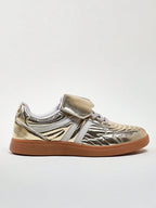 Fold Over Tongue Round Toe Gum Sole Low Top PU Gold Casual Stylish Versatile Comfortable Sneakers For Women Summer
