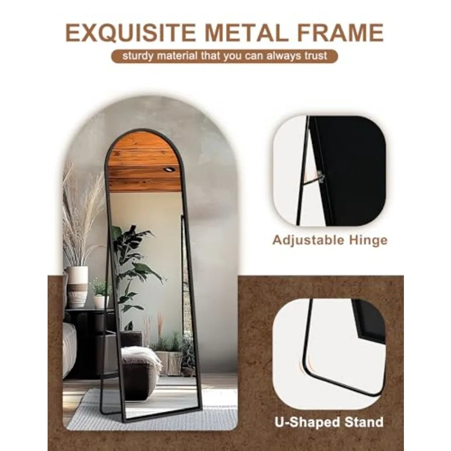 Arched Mirror Full Length, Standing Mirror Full Body, Large Floor with Stand for Wall Entryway Door Bedroom Bathroom Living Roo