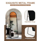Arched Mirror Full Length, Standing Mirror Full Body, Large Floor with Stand for Wall Entryway Door Bedroom Bathroom Living Roo
