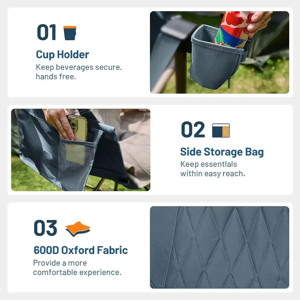 Portable Heavy-Duty Hammock Chair with Adjustable Backrest, Supports 300lbs, Ideal for Camping, Travel, and Patio, Blue 2-Pack