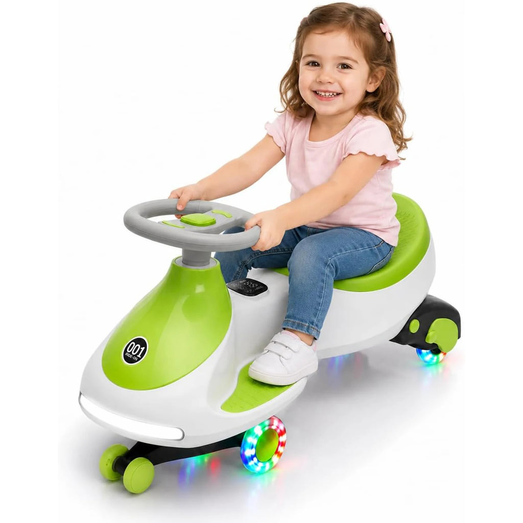 12V Electric Wiggle Car For Kids, 2 In 1 Ride On Swing Car With Pedal, Flashing Wheels Music, Anti-Rollover Toy For Toddlers
