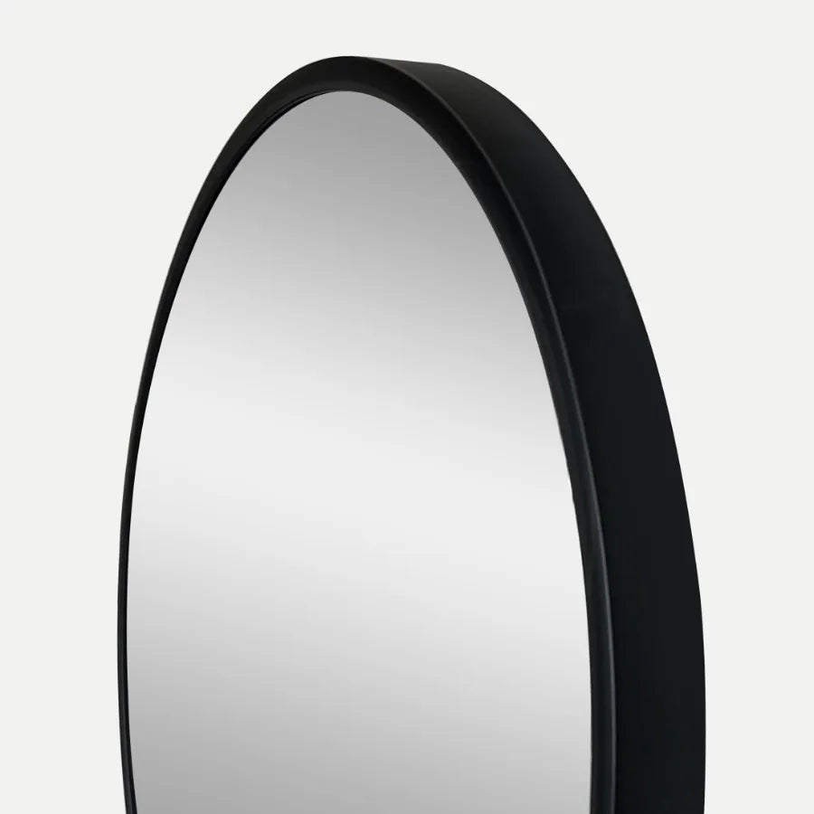 18-Inch Black Round Decorative Wall Mirror for Bathroom or Living Room