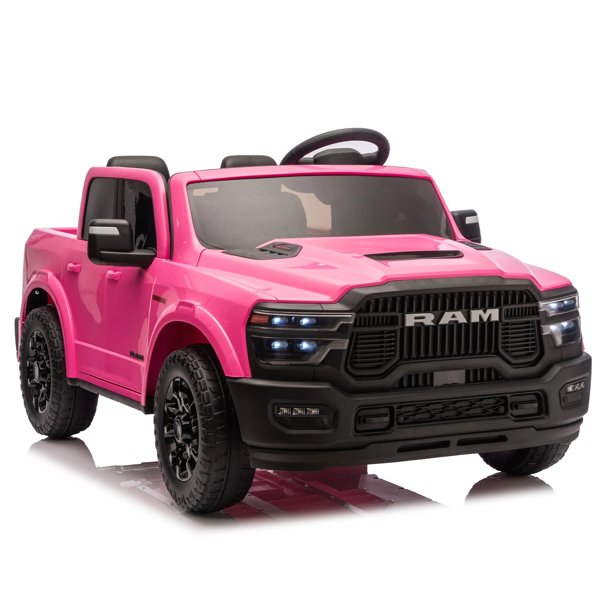 24V 160W Kids Ride on Electric Truck with Parent Remote Control Suspension LED Lights Bluetooth Music Storage for Kids Pink