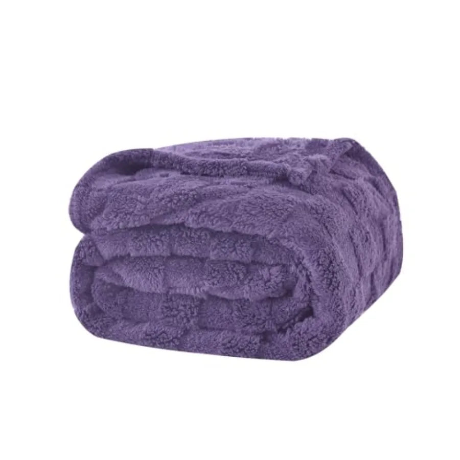 Fleece Throw Blanket 50"×60" for Couch Sofa Bed, Super Soft Cozy Plush Microfiber Flannel Blanket with 3D Checke Design Lightwe