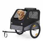 Foldable Dog Bike Trailer, Heavy Duty Steel Frame Pet Bike Carrier, 100 LBS Capacity Oxford Fabric Dog Carrier Bicycle Trailer with Mesh Window Reflectors for Medium Large Dogs & Cats, Black