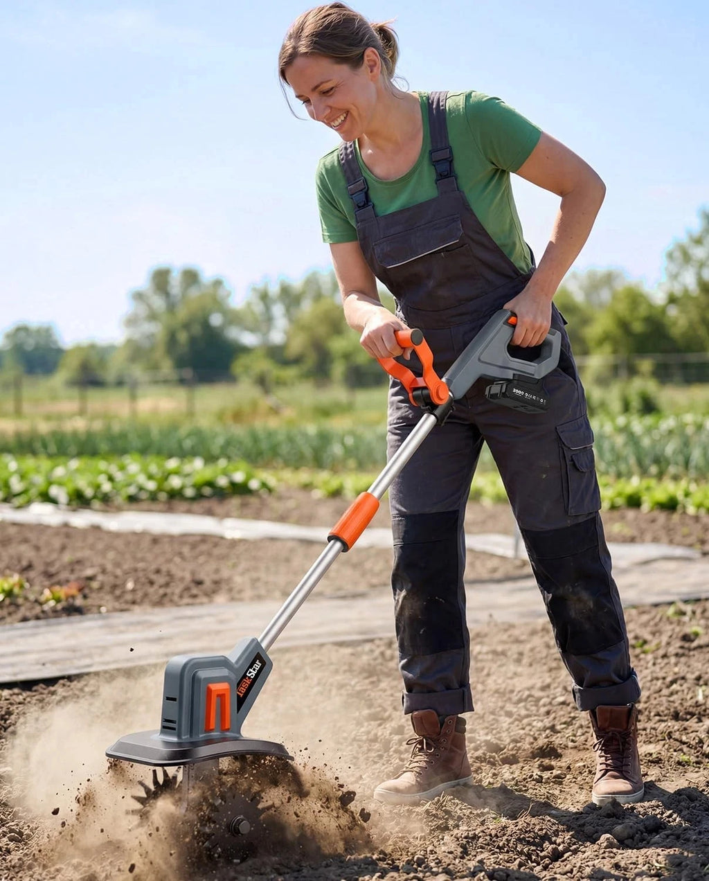 TaskStar Cordless Electric Tiller Garden Cultivator Lightweight Soil Digger Garden Weeding Rotavator Fit Makita 18V Battery Pin