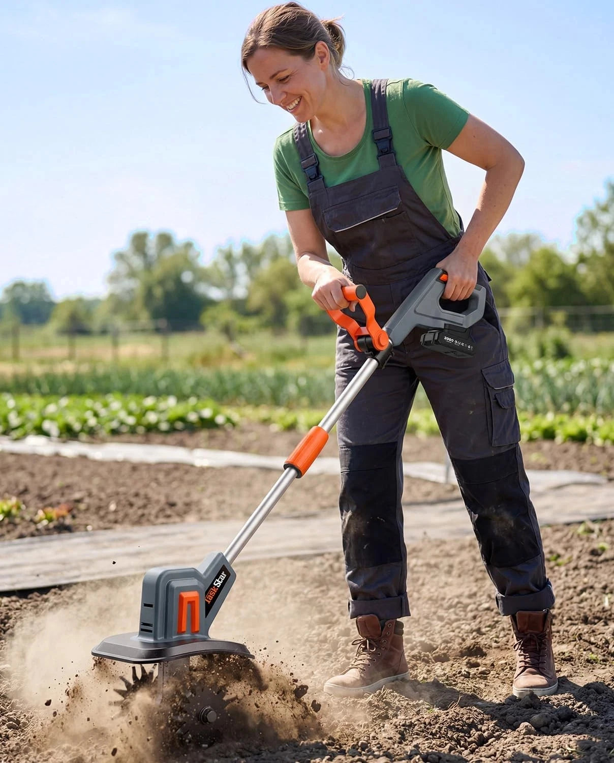 TaskStar Cordless Electric Tiller Garden Cultivator Lightweight Soil Digger Garden Weeding Rotavator Fit Makita 18V Battery Pin