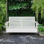 2-Seat Wooden Porch Swing with Hanging Chains, 600 lbs Capacity, for Outdoor, Patio, Garden, Backyard (White)