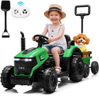 12V Kids Electric Ride On Tractor With Removable Trailer, Remote Control & Manual Drive 2 Modes, Bluetooth Music LED Light, Children Farm Ride‑on Car Toy Gift for Kids Boys Girls