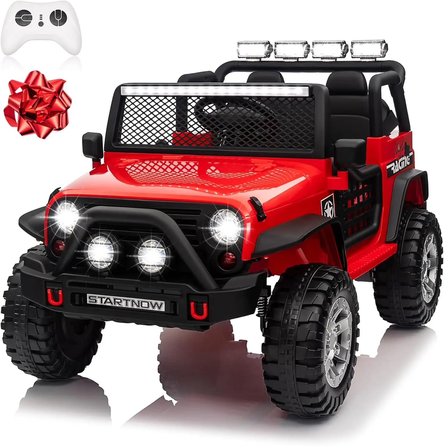 Joyracer 24V 2 Seater Kids Ride on Truck with Remote Control, 4×200W Motor, Electric Battery Powered Toys Car w/ 4 Wheels Spring Suspension, 3 Speeds, LED Lights, Bluetooth Music