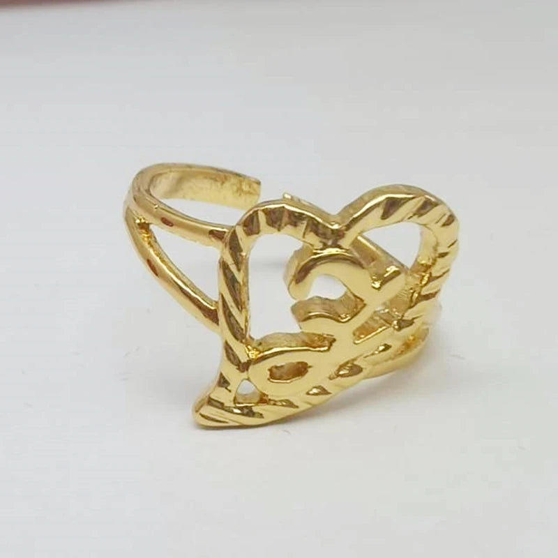Duoying Custom Initial Rings Personality Hip-Hop Ring Heart Rings Letter Ring Heart Shape Gifts For Mom Gift