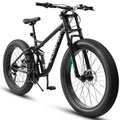 Fat Tire Mountain Bike 26 Inch, 21 Speed Dual Full Suspension, 4.0" Wide Non-Slip Big Fat Tire, Men Women Bicycles