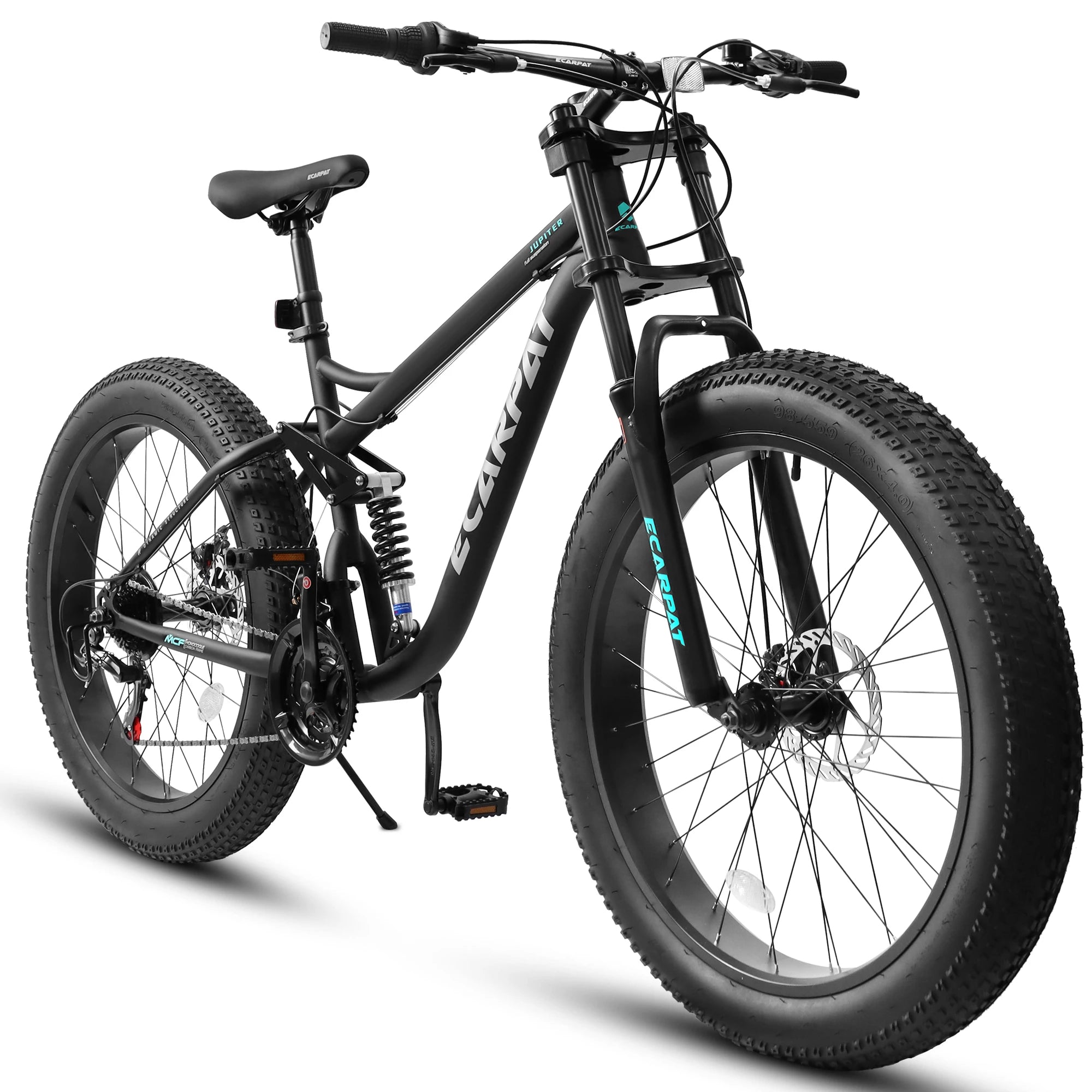 Fat Tire Mountain Bike 26 Inch, 21 Speed Dual Full Suspension, 4.0" Wide Non-Slip Big Fat Tire, Men Women Bicycles