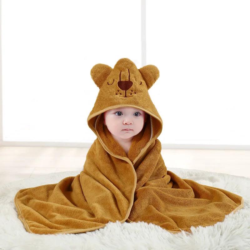 Toddler Bathrobe Infant Bath Towel Boy Girl Blankets Swaddle With Hood Cartoon Coral Fleece Towel Blanket Newborn Kids Bedding baby bath towel banheiras de bebê robôs bathrobes