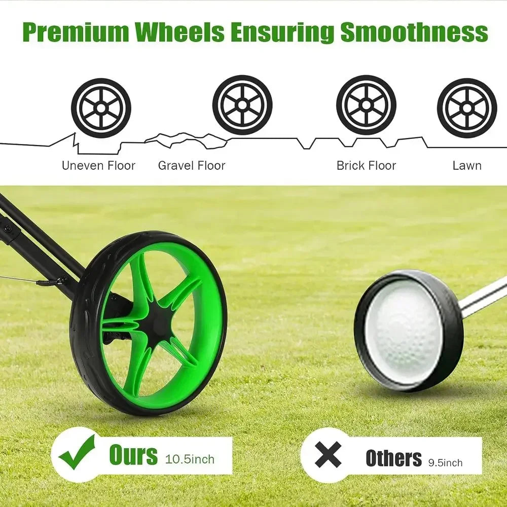 Three-Wheel Swivel Front Golf Cart, Adjustable Pull Trolley for Clubs, Easy Rolling Compact Golf Transporter