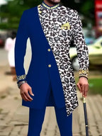 Classic African National Printing Batik Men's Casual 2PCS Suit For Wedding Dinner Event Suit terno masculinos complete costume